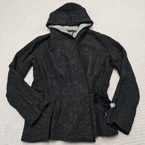 Kuhl Sweater Jacket Womens Medium 100% Merino Wool Side Tie Hooded